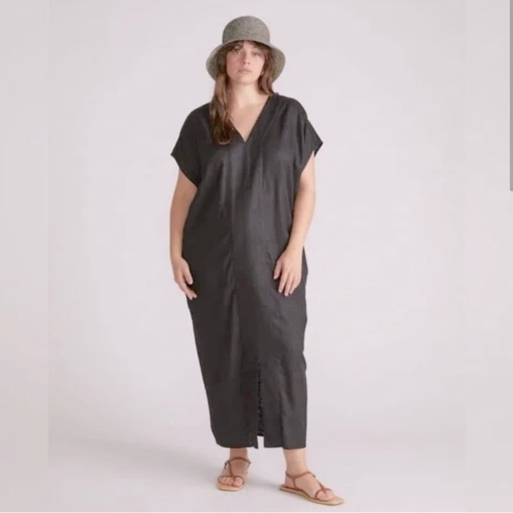Universal Standard Crosby Kaftan in Gray (a smokey purple-gray color)